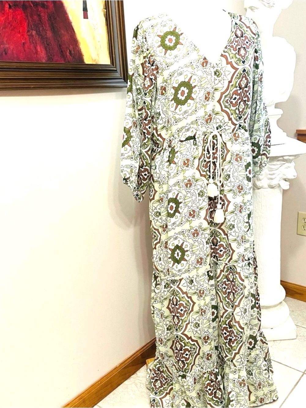 Soft Surroundings Boho Medallion Maxi Dress L ZIA Beautiful Lined